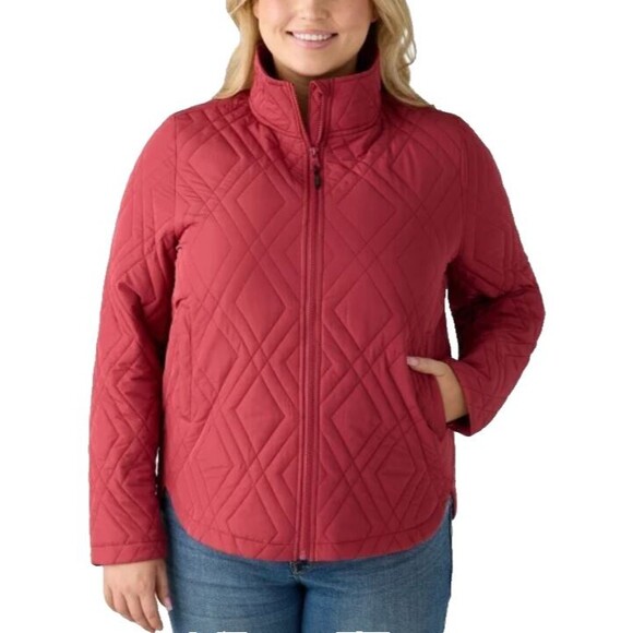 Voyager Womens Quilted Jacket XXL Red Water-Resistant Full Zip Lightweight NWT - Picture 1 of 14